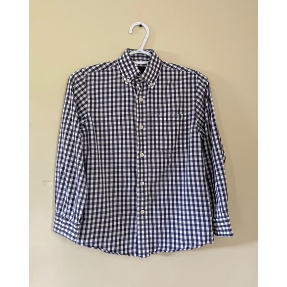 Jack Thomas Boys Small Checkered Blue White Long Sleeve Button Down Shirt - Picture 1 of 4